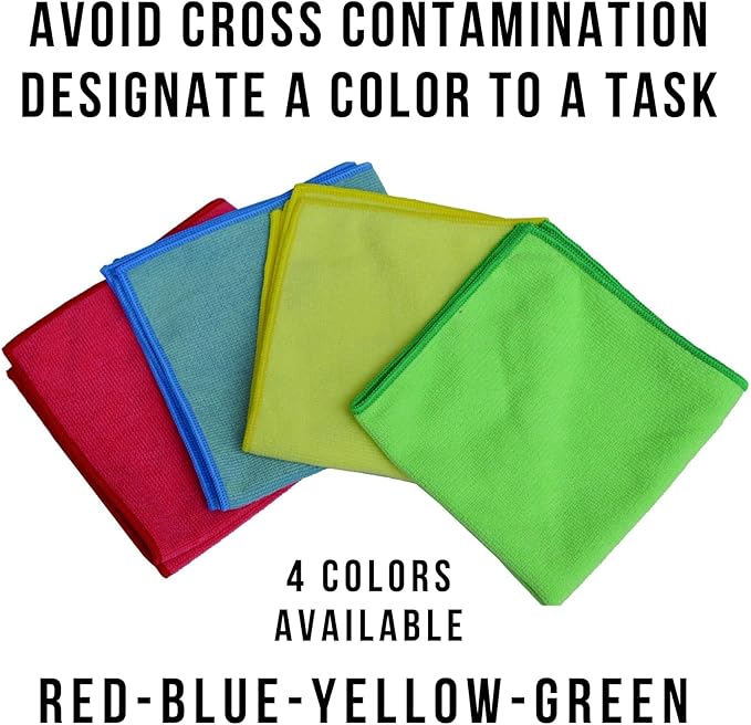 TASKI Diversey D7524119 MyMicro Commercial Microfiber Cleaning Cloth, Bulk Cleaning Towels for Housekeeping - Reusable & Lint Free - Large 14 Inch x 14 Inch, Red, Pack of 5