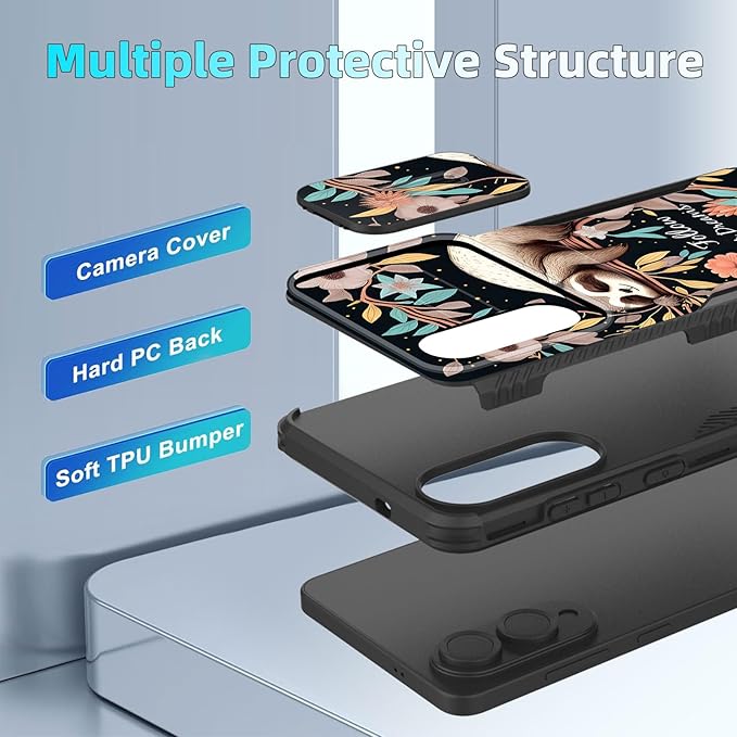 for Galaxy S25 Edge Case Built in Slide Camera Lens Cover,Heavy Duty Shockproof Protection Dual Layer Case for Samsung Galaxy S25 Edge 2025,Cute Baby Sloth On The Tree