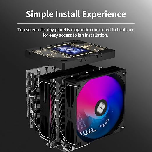 Thermalright Peerless Assassin 120 Vision ARGB Black CPU Cooler, PC Cooling 6 Heat Pipes, 2.8’’ Magnetic Display Screen with 320x240 Resolution,for AM4/AM5 and Intel LGA1700/1851
