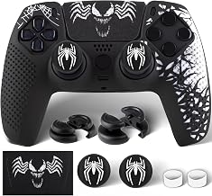 Silicone Skin Cover Sticker x 1 & Extender Grips x 2 for PS5 Controller Venom Theme - Image 1
