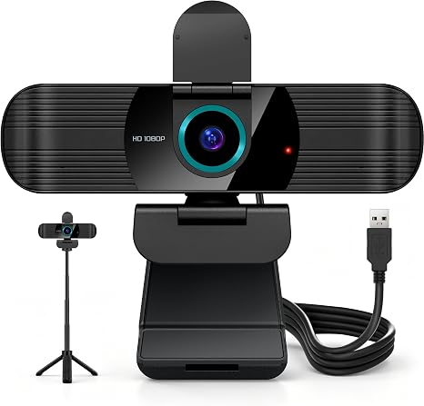 Pro HD 1080p/30fps Webcam with Tripod, External USB Camera for PC/Laptop