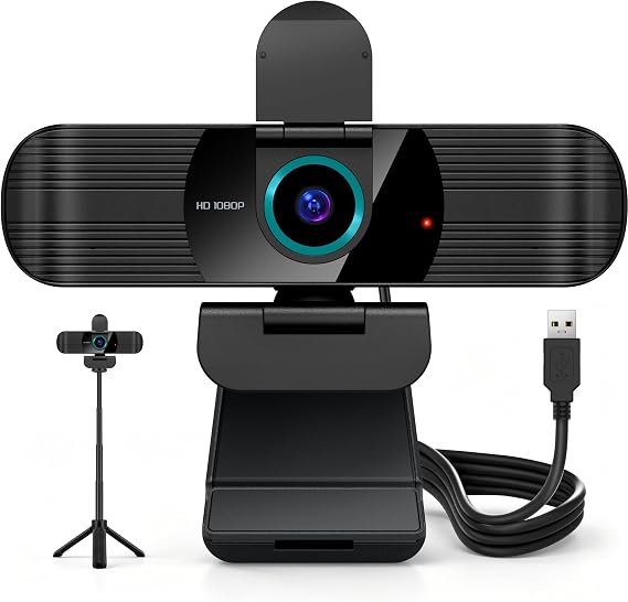 Pro HD 1080p/30fps Webcam with Tripod, External USB Camera for PC/Laptop