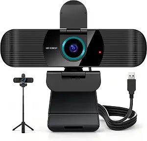 Pro HD 1080p/30fps Webcam with Tripod, External USB Camera for PC/Laptop