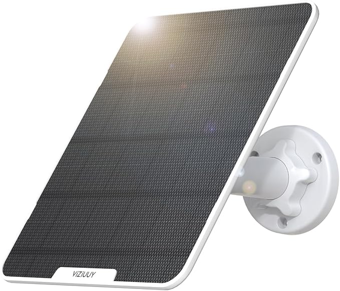6W Solar Panel for Security Camera Outdoor, 5V Type-C Solar Panel, Compatible with Rechargeable Battery and Type-C Camera, 360° Adjustable Bracket, IP66 Waterproof, 16.4ft(5M) Cable
