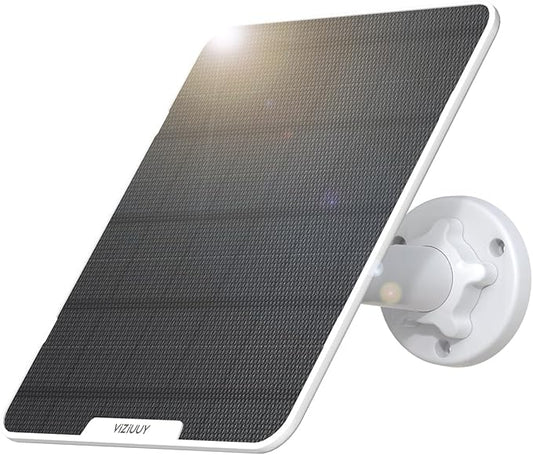 6W Solar Panel for Security Camera Outdoor, 5V Type-C Solar Panel, Compatible with Rechargeable Battery and Type-C Camera, 360° Adjustable Bracket, IP66 Waterproof, 16.4ft(5M) Cable