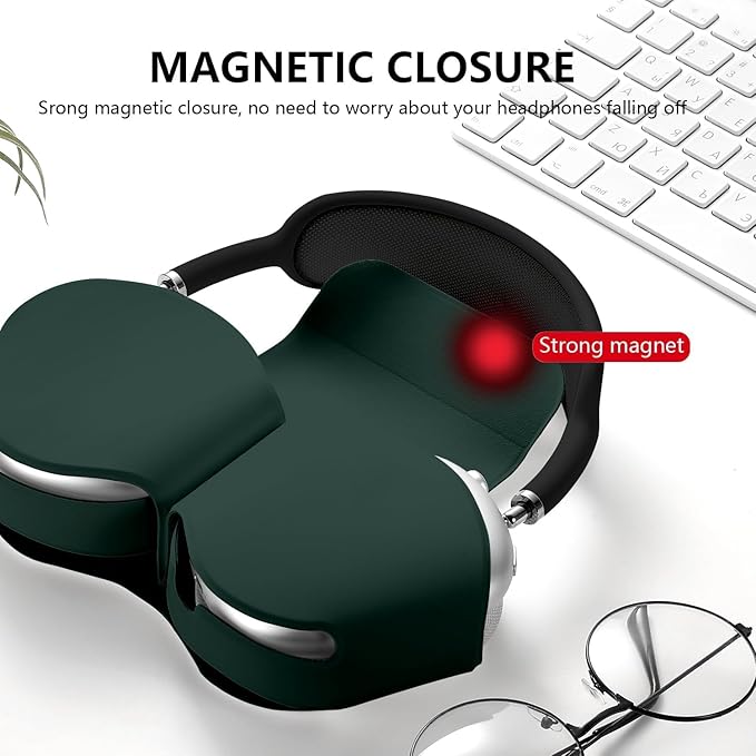 for Apple Airpods Max Case,Headphones Protective Case for AirPod Max Supports Sleep Mode, Anti-Scratch and Anti-Dust,Airpod Pro Max by PU Leather,Dark Green 2