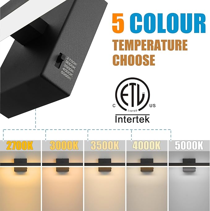 Black Bathroom Vanity Light 31.5 inch, 18W Dimmable 5CCT LED Modern Bathroom Light Fixture Over Mirror - ETL Certificated