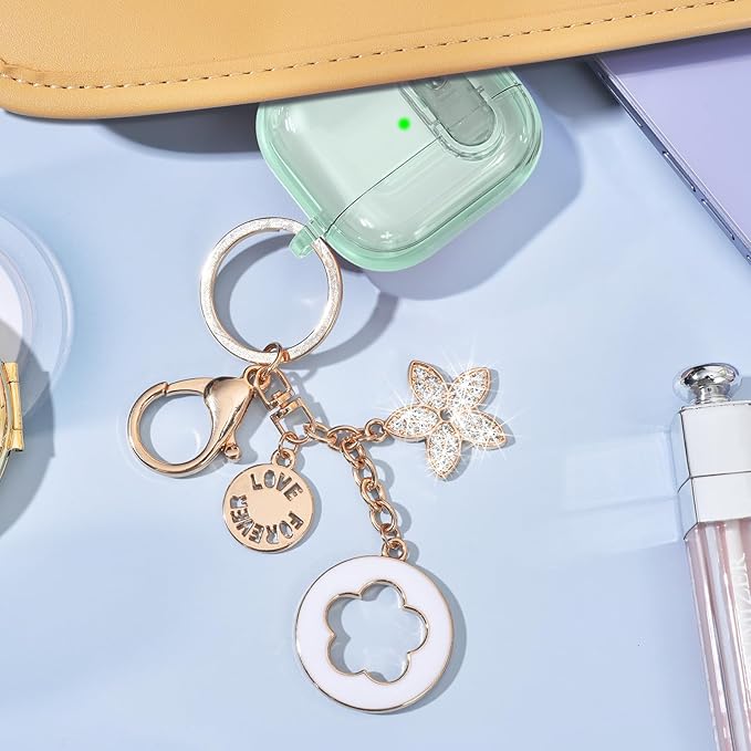 (with Safety Lock) Clear Case Compatible with Cute Apple Airpods 4 Cases 2024 Women, VISOOM Soft TPU Transparency Air pods 4 Gen Case iPods 4 Earbuds Case Girl Bling Keychain for Airpod iPod 4th Gen
