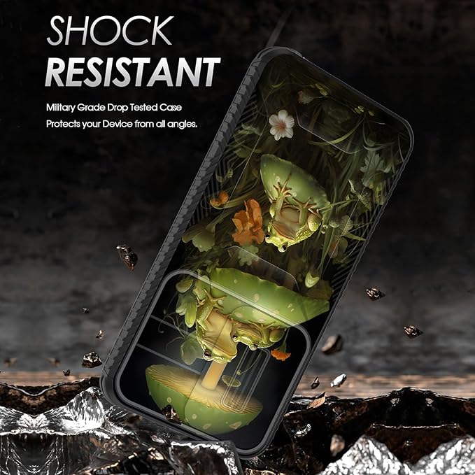 for Galaxy S26 Case Built in Slide Camera Lens Cover,Heavy Duty Shockproof Protection Dual Layer Case for Samsung Galaxy S26 6.3" 2026,Cute Frog Mushroom