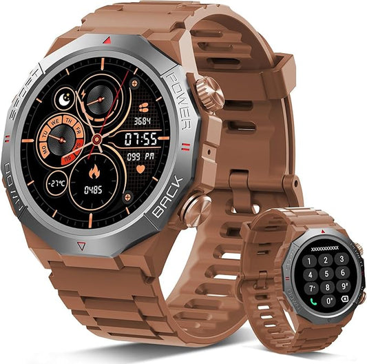 Smartwatch for Men and Women with Bluetooth Calling, 1.39" Touchscreen, Brown