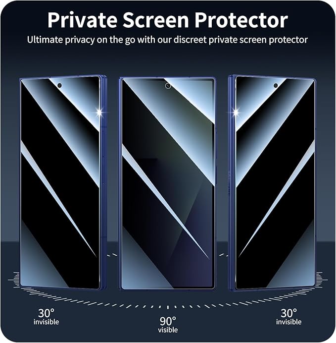 Privacy Screen & Camera Lens Protector for Samsung Galaxy Z Fold7, Double Shatterproof Anti-Spy Tempered Glass, Private Black Protection, 9H Hardness Anti-Scratch Case-Friendly, 3 Pack Each