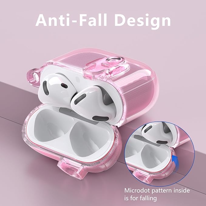 (with Safety Lock) Clear Case Compatible with Cute Apple Airpods 4 Cases 2024 Women, VISOOM Soft TPU Transparency Air pods 4 Gen Cases iPods 4 Earbuds Case Girl Bling Keychain for Airpod iPod 4th Gen