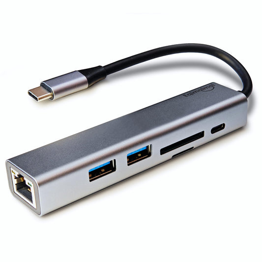 USB-C Ethernet Adapter with 100W Charging Port & Multiport Hub - Gigabit Ethernet Adapter, 5GB USB 3.0, SD/FT for Laptops, MacBooks, Chromebooks & More
