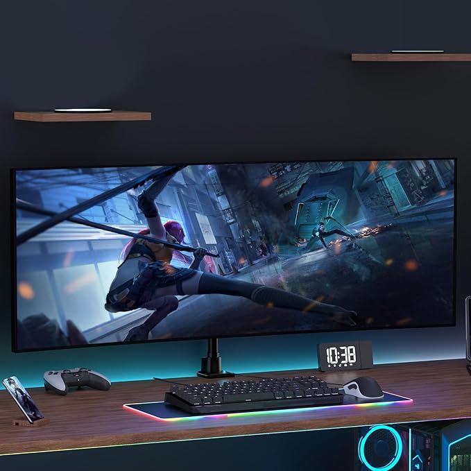 Monitor-Arm Ultrawide Heavy Duty 24-57'' - Aluminum Single Monitor Mount Holds up to 59.4lbs, Adjustable Desk Mount Stand, Black