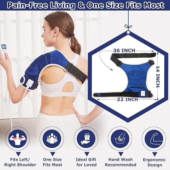 CAMECO 1 Pack Heated Shoulder Wrap for Rotator Cuff Pain, Heating Pad for Shoulder Pain Relief, Heated Shoulder Brace for Arthritis, Frozen Shoulder, Dislocation, Tendonitis, 0-90min Timer Auto-Off