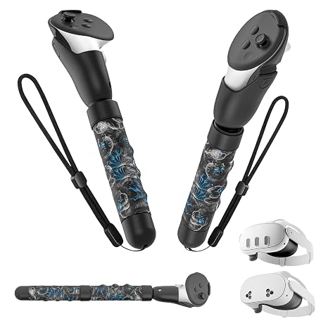 Upgraded Controller Extensions Gorilla Tag Long Arms for Meta Quest 3S/Quest 3 Beat Saber Handles Golf Club Attachment VR Sticks Controller Grips for Quest 3S/3 VR Gaming UG Accessories (Phantom)