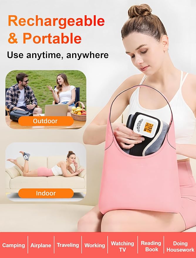 CAMECO 5000mAh Rechargeable Ankle Massager with Heat for Pain Relief, 104℉-140℉ Cordless Ankle Heating Pad with Massage for Achilles Tendinitis, Portable Ankle Heat Pad Brace Warmer for Women & Men