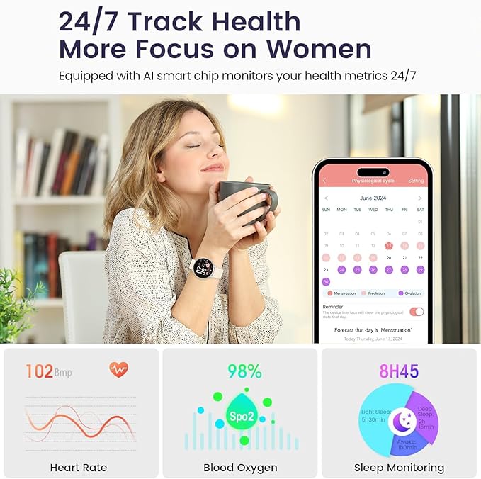 Smart Watch for Men Women Fitness Tracker with 100+ Sport Modes,Activity Trackers for iOS/Android Waterproof/Heart Rate/Sleep/Steps Monitor/Pedometer Monitor Monitor (Silver+Beige)