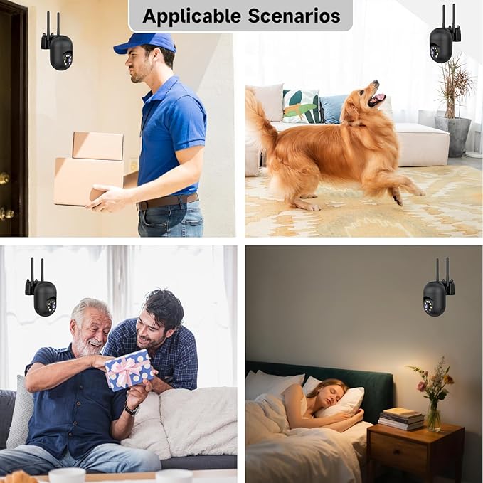 2K Security Camera Wired, 2.4/5GHz Home WiFi Camera, 360° PTZ Baby Monitor with Color Night Vision, Motion Detection, 2-Way Audio, Compatible with Alexa