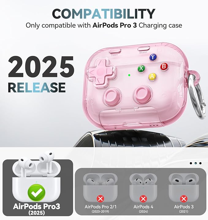 for AirPods Pro 3 Case 2025, with Pressable Button, Safety Lock & Phone Stand for Apple Air Pod Pro 3 Gen Cover, Cool Funny Gifts Case for Women Men to Relief Stress or Pass the Time,Clear Pink