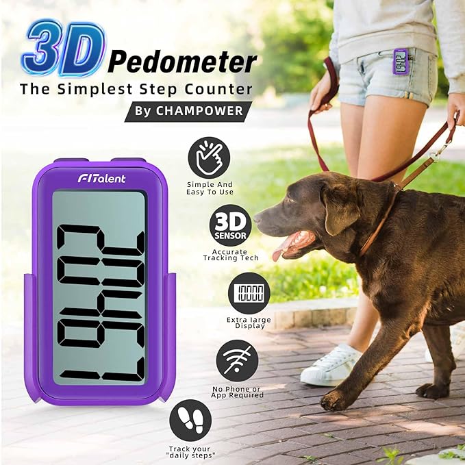 Pedometer for Walking Steps and Miles, 3D Accurately Simple Pedometer, Step Counter for Kids Men Women Seniors, Step Tracker with Clip Lanyard