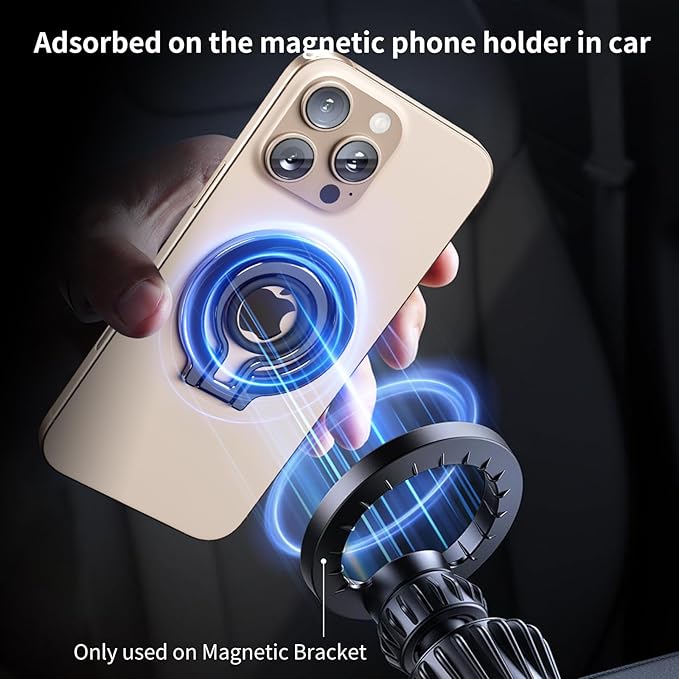 2 in 1 Magnetic Phone Grip Compatible with Magsafe,Phone Holder,Wireless Charging Compatible,for iPhone 16 15 14 13 12 Pro Max and Other Phone (Black)