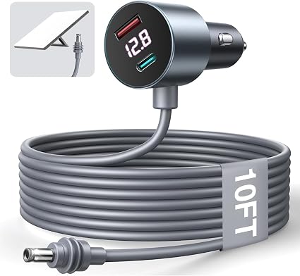 10FT Car Adapter for Starlink Mini, Dual PD 30W + USB A 18W Ports for Cars