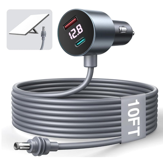 10FT Car Adapter for Starlink Mini, Dual PD 30W + USB A 18W Ports for Cars