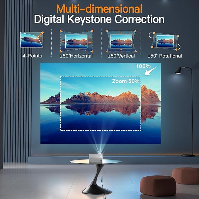 15000L Mini Projector, VISSPL 4K Support Video Projector, Portable Projector with Tripod, Kids Gift, Home Theater Movie Phone Projector Compatible with Android/iOS/Windows/TV Stick/HDMI/USB