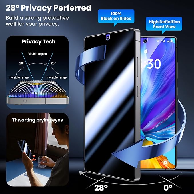 Uyiton UnBreak-Glass for Samsung Galaxy S25 Ultra Privacy Screen Protector, [Ultrasonic Fingerprint Support][Auto-Alignment Frame] Scratch-Resistant Bubble-Free S25 Ultra Tempered Glass Screen-2 Pack