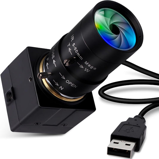 USB Camera 1080P 5-50mm10X Telephoto Manual Lens,100fps High Frame Rate Focus Adjustable USB Webcam Close-up Plug and Play for OpenCV/Zoom/Skype/FaceTime/Teams