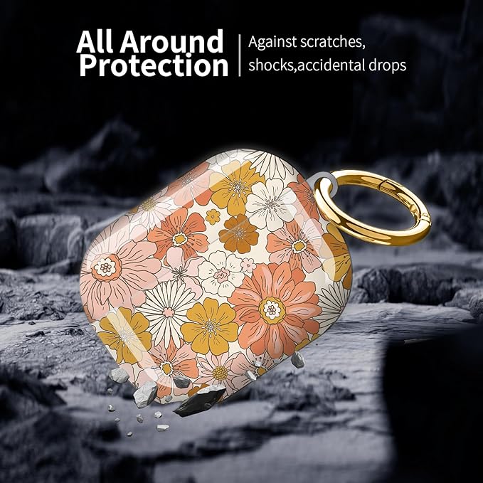 Compatible with AirPod Pro 3 (2025),Cute Case Cover for Women & Men, Full Protection Shockproof Hard Case with Keychain, Wireless Charging Case Accessories(Selenia Floral)