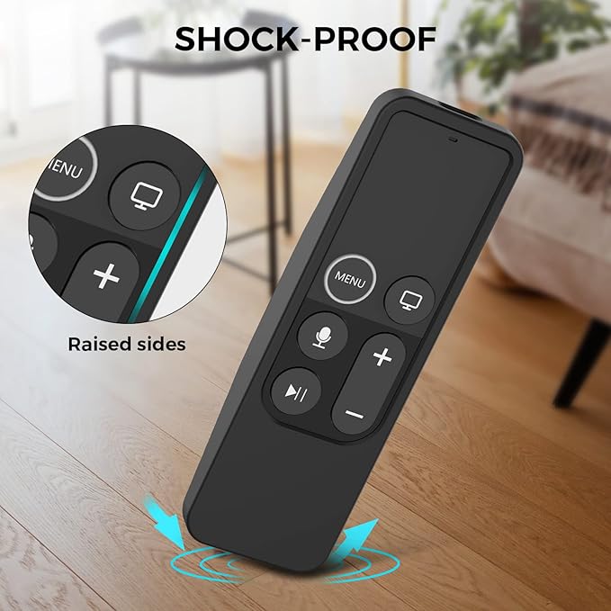 AhaStyle Protective Case for Apple TV Siri Remote [1st Gen] with AirTag Holder, Anti Slip Silicone Cover Compatible with 2016 Apple TV HD and 2017 TV 4K [1st Generation] (Black)