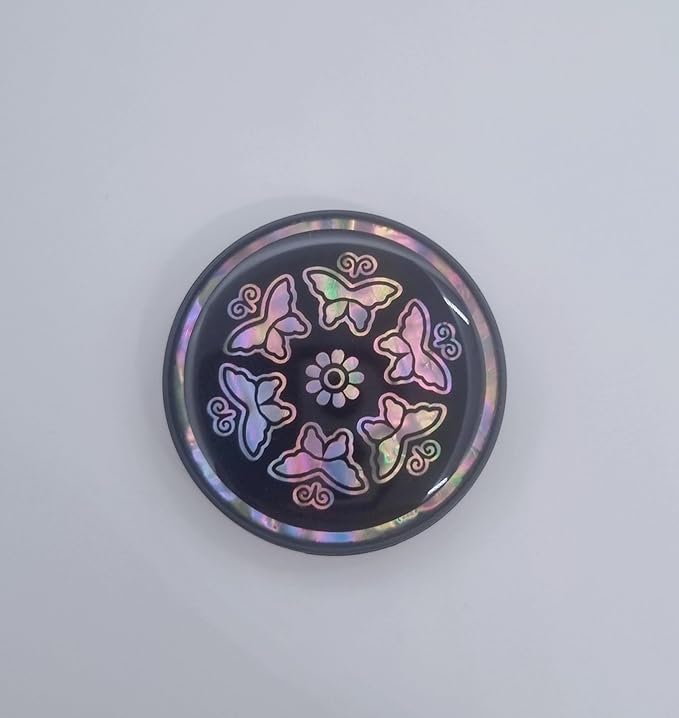 Korean Najeonchilgi Shell-Inlay Phone Grip Stand, Slim Round Phone Holder & Kickstand, Adhesive or Magnetic Back, Metal Ring Included - (Butterfly Blossom)
