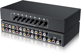 BolAAzuL RCA Switch 8 in 1 Out Composite Video L/R Audio Switcher Selector - Image 1