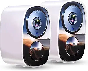 2026 Upgraded 2K Security Cameras Wireless Outdoor (2 Pack), Free Cloud Storage, Long Battery Life, AI Motion Detection, Spotlight & Siren, Waterproof, WiFi Surveillance Outdoor Camera with 2-Way Talk