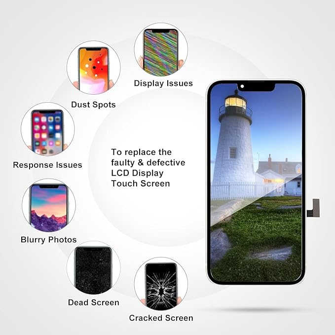 LL TRADER Screen Replacement for iPhone 13 6.1" LCD Retina FHD Display COF Touch Screen Digitizer with Repair Tool Kits, Waterproof Tape, Screen Protector (Truetone programable) 2025 New