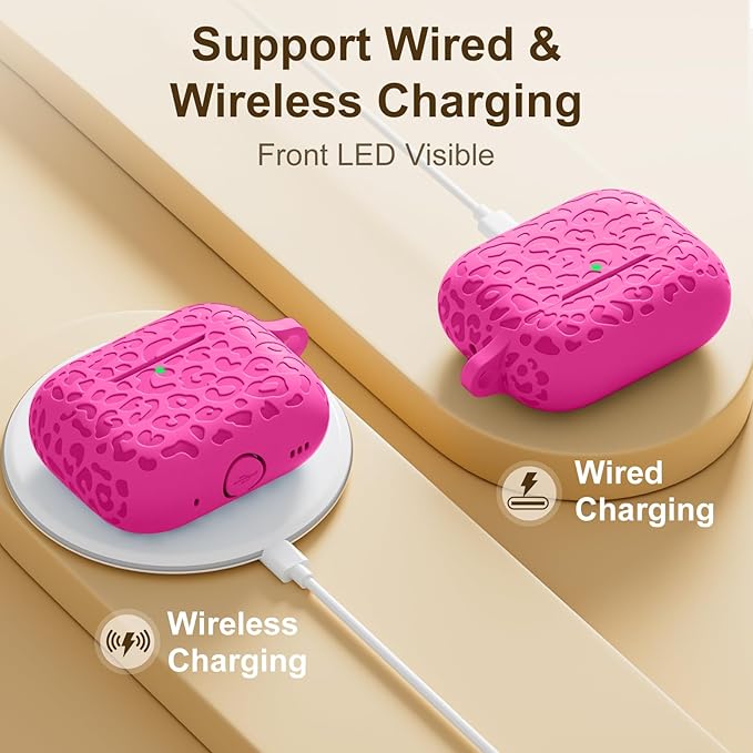 Compatible for Airpods Pro 2nd Generation Case, Soft Soft Silicone Skin Cover Full Protective Case Compatible with Apple AirPods Pro 2nd/1st Generation Front LED Visible, Rose Pink