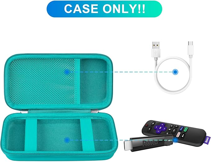 BOVKE Hard Case for Roku Streaming Stick, Roku Remote Case - Extra Pocket, Turquoise