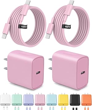 10FT iPhone 18 17 16 15 Charger Fast Charging USB C Charger Block