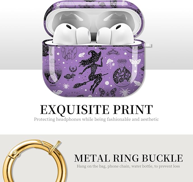 for AirPods Pro 3 Case, Compatible with AirPods Pro 3rd Generation Case (2025), Shockproof Protective Cover with Golden Carabine (Purple Pumpkin cat)