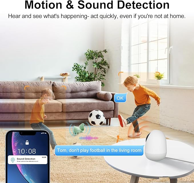 Indoor Security Camera, 5&2.4Ghz WiFi Cameras for Home Security, Pet/Baby Motion/Sound Detection, Auto Tracking, 2-Way Audio, Siren, Compatible with Alexa, TF/Cloud Storage (2 Pack)