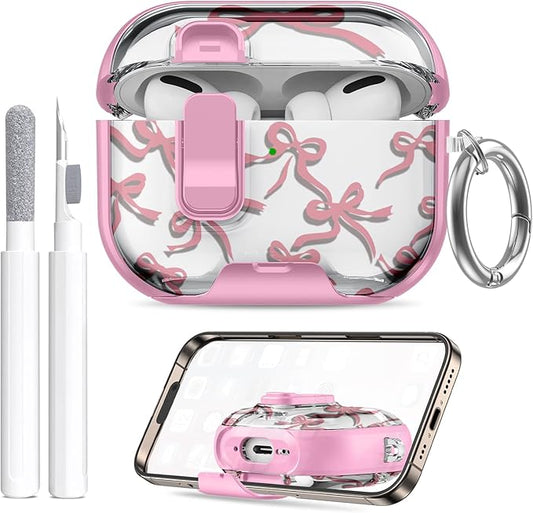 for AirPods Pro 3 Case (2025) with Phone Stand & Cleaner Kit, Cute Soft Silicone Cover for AirPods Pro 3rd Genera case with Keychain for Women Men with Keychain for Airpod Pro case(2025)
