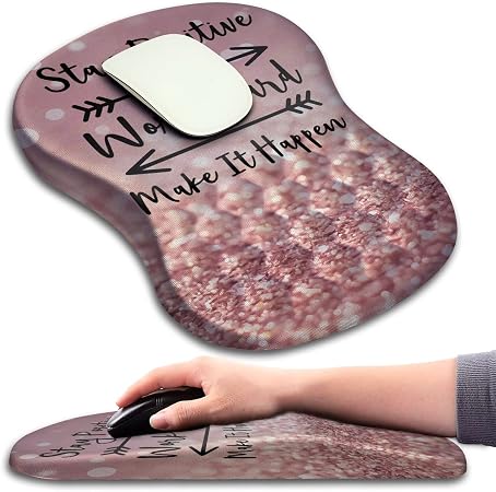 Mouse Pad Wrist Support, Ergonomic Mouse Pad with Massage Dot, Comfortable Computer Mouse Pad for Laptop, Wrist Rest Pain Relief Mousepad with Non-Slip PU Base for Office & Home, 12 x 8 in