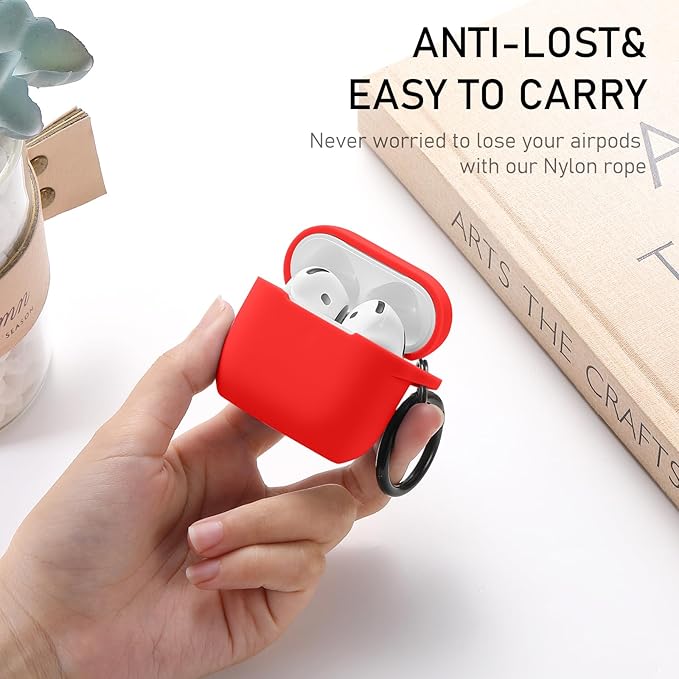 Maxjoy for Apple Airpods 4th Generation Case Cover(2024), Silicone Case with Cleaner Kit & Keychain Compatible Compatible with Airpods 4 case for Women,Men(Red)
