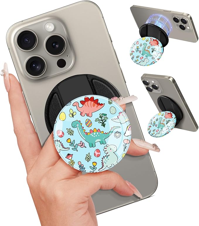 Kidcube Phone Grip Compatible with Magsafe - Magnetic Phone Grip Stand Cute Cartoon Finger Grip Kickstand Ring Holder Women Girls Compatible with Magsafe Accessories for iPhone 16/15/14/13/12 Series