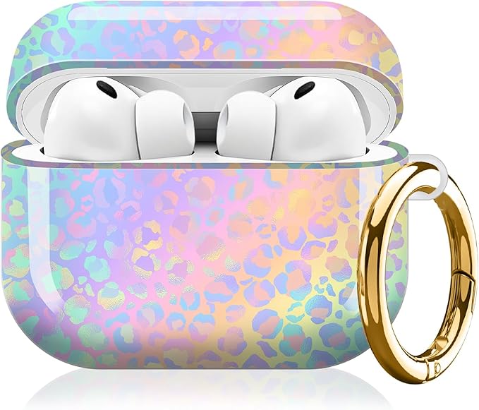 Compatible with AirPod Pro 3 (2025),Cute Case Cover for Women & Men, Full Protection Shockproof Hard Case with Keychain, Wireless Charging Case Accessories(Gradient Leopard Print)