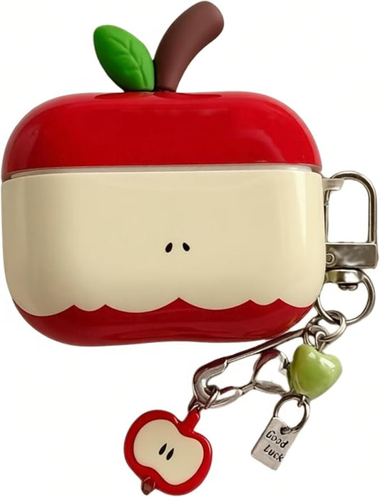 JANDM 3D Fruit Case with Keychain for AirPods Pro 2/ Pro 1,Cute Apples-Shaped Design Aesthetic Shockproof Cover with Strap Protective Cover for Women Girls