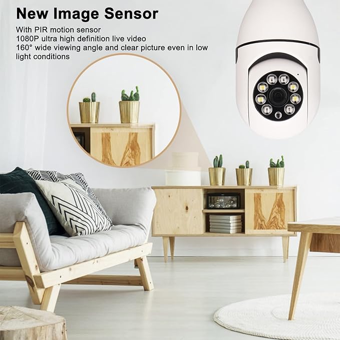 Cuifati Light Bulb Security Cameras Outdoor, 2.4G 5G 1080P HD 5MP Security Light Bulb Camera, Night Two Way Audio Function Motion Detection Home Security Camera