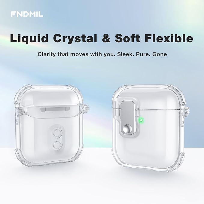 Case for AirPods 1/2 Case Cover with [Lock Safety & Pop Up][Military Shockproof] Anti-Yellow Transparent Soft TPU Wireless Charging for AirPods 1st/2nd Generation Case with Keychain,Clear